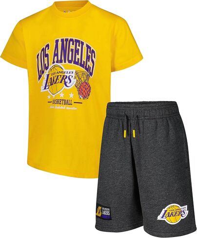 Ultra Game Youth NBA Official Super Soft Game Time T-Shirt & Shorts Set, Los Angeles Lakers, Team Color, 14-16 in Saudi Arabia