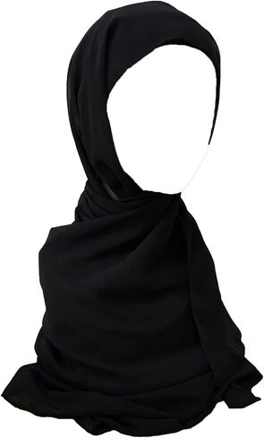 حجاب شيفون فوري مع غطاء سفلي بلون سادة حجاب إسلامي وشاح رأس جاهز لارتداء الحجاب للنساء in Kuwait