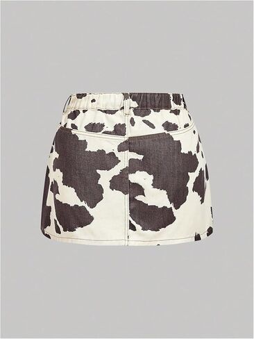 Floerns Women's Plus Size Western Cow Print Jean Skirt Country Concert Cowboy Mini Skirts in Saudi Arabia