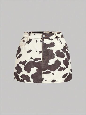 Floerns Women's Plus Size Western Cow Print Jean Skirt Country Concert Cowboy Mini Skirts in Saudi Arabia