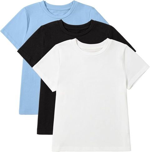 blibean 4 Pack Summer Girls Shirts Cotton Soft Kids Short Sleeve Clothes Size 6-15 Year in Kuwait