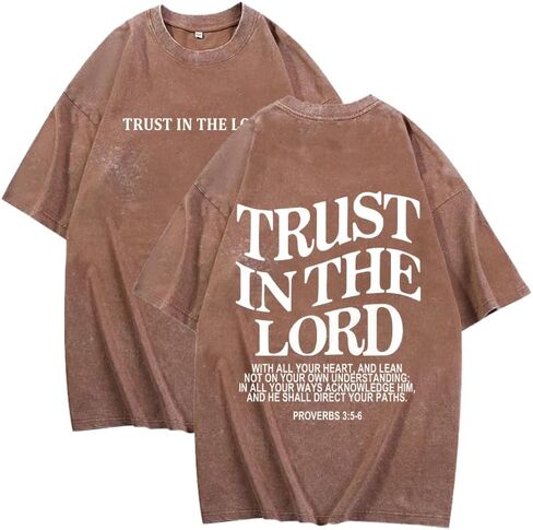 Trust in The Lord Shirt Christian Faith Jesus T-Shirt Unisex Casual Acid Wash Crew Neck Short Sleeve Oversized Tee Tops in Saudi Arabia