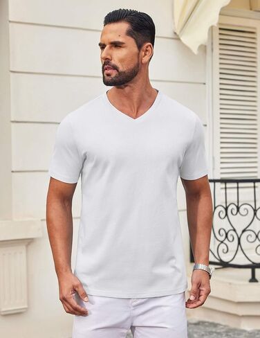COOFANDY Mens T Shirts 100% Cotton V Neck Tee Shirt Plain Short Sleeve Casual Shirts in Saudi Arabia