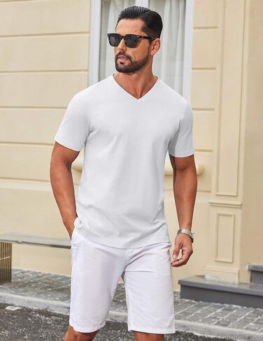 COOFANDY Mens T Shirts 100% Cotton V Neck Tee Shirt Plain Short Sleeve Casual Shirts in Saudi Arabia