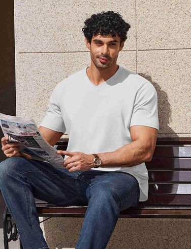 COOFANDY Mens T Shirts 100% Cotton V Neck Tee Shirt Plain Short Sleeve Casual Shirts in Saudi Arabia