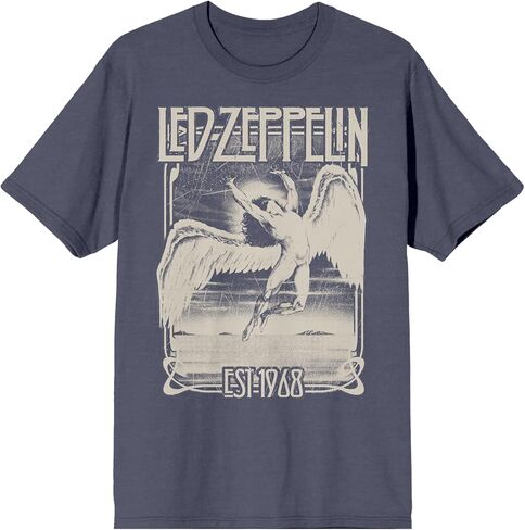 Bioworld Led Zeppelin Est 1968 Men's Washed Blue Jean Short Sleeve Tee in Saudi Arabia