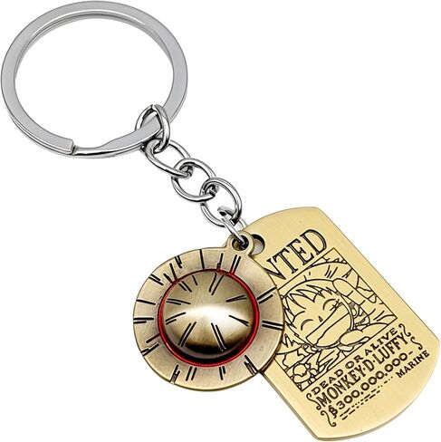 سلسلة مفاتيح أنيمي قطعة واحدة مع حلية جولي روجر، قطعة واحدة لوفي ميرش مع صندوق هدايا، حلقة مفاتيح على شكل قبعة من القش in Kuwait