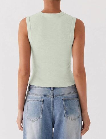 Womens Going Out Tops Summer Spring Ribbed Tank Sexy Crop Cute Y2K Button Down T Shirts Fashion Clothes 2025 in Saudi Arabia