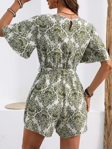 Summer for Women's Deep V Neck Puff Boho Short Sleeve A Line Dresses in Saudi Arabia