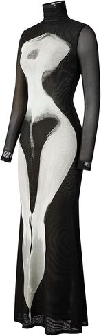 JW PEI Women's Eva Body Print Mesh Dress in Saudi Arabia