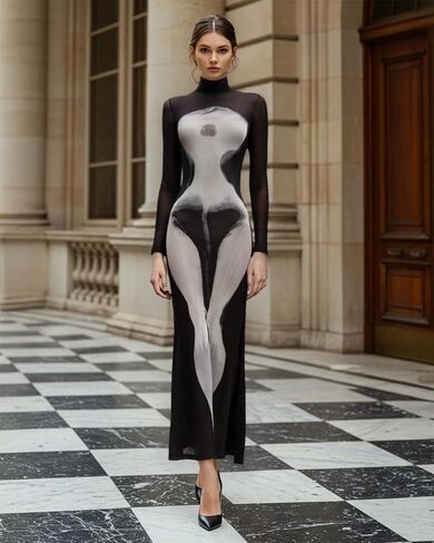 JW PEI Women's Eva Body Print Mesh Dress in Saudi Arabia