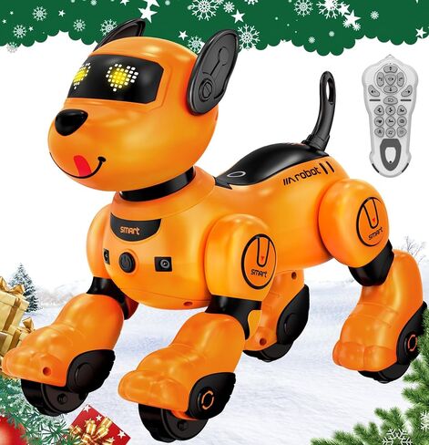 Robot Dog Toy for Kids, Programmable Remote Control Robot Puppy with Voice & Touch Sensors, Dancing & Singing, Animal Sound Imitation, Smart Stunt Robot Pet, Interactive Robotic Dog for Kids (Golden) in Kuwait