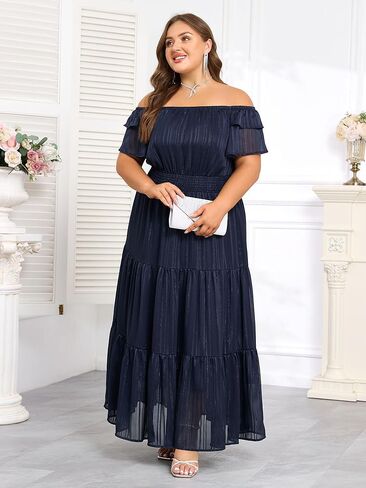 فستان طويل مقاس كبير للنساء - فستان زفاف رسمي لربيع 2025 بدون أكتاف لحفلات الكوكتيل in Kuwait