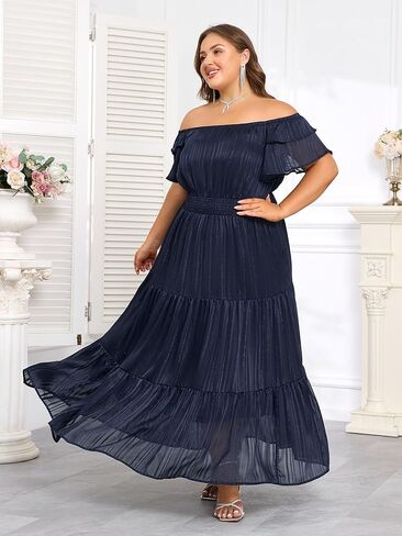 فستان طويل مقاس كبير للنساء - فستان زفاف رسمي لربيع 2025 بدون أكتاف لحفلات الكوكتيل in Kuwait