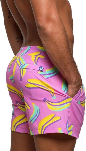 Rounderbum Mens Swimwear | Beach Shorts | Padded Technology | Quick Dry | Drawstring | Bathing Suits | Swim Shorts | Pineapple | Small in Kuwait