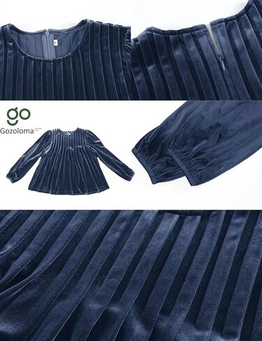 Gozoloma المرأة المخملية بيبي دول بلوزة طويلة الأكمام فقاعة مطوي الكفة المدخنة قميص غير رسمي عطلة حفلة بلوزة in Kuwait