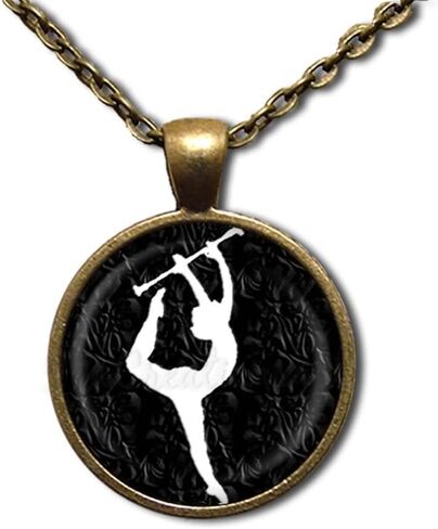 Baton Twirling Twirler Dance Sport Handmade ROUND Glass Pendant Necklace Jewelry in Saudi Arabia