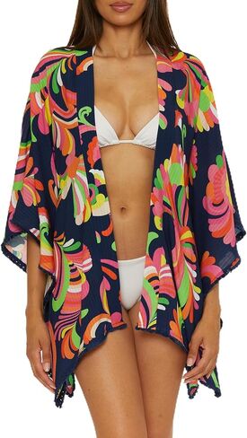 Trina Turk Women's Standard Poolside Swirl Tunic, Casual, Floral Print, Beach Cover Ups, Multicolor in Saudi Arabia