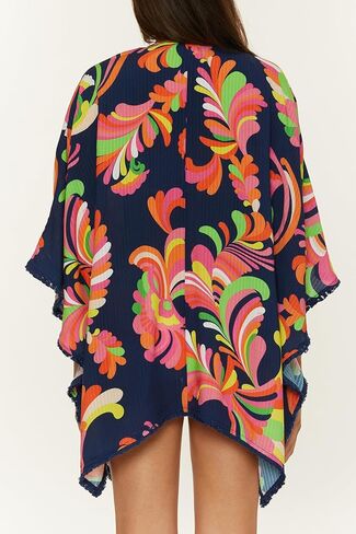 Trina Turk Women's Standard Poolside Swirl Tunic, Casual, Floral Print, Beach Cover Ups, Multicolor in Saudi Arabia