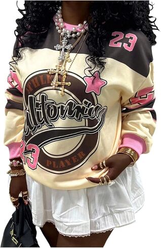 SOLY HUX Women's Y2k Oversized Sweatshirts Graphic Long Sleeve Crewneck Pullover Shirts Vintage Streetwear in Saudi Arabia