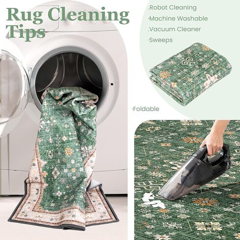 MUJOO 2x3 Small Rug,Green Washable Area Rugs for Entryway Entry Bedside Kitchen Bathroom,Boho Front Door Mat Indoor Entrance Throw Carpet Vintage Non Slip Low Pile in Saudi Arabia