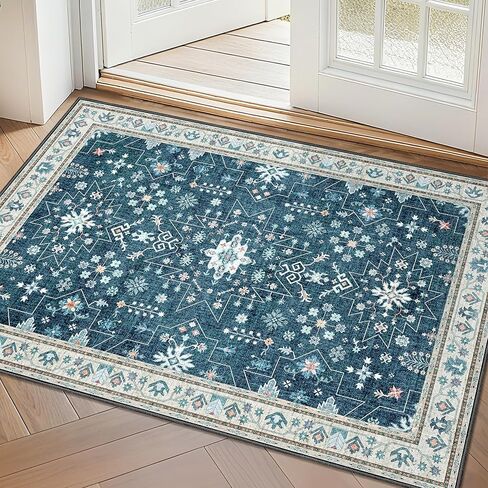 MUJOO 2x3 Small Rug,Green Washable Area Rugs for Entryway Entry Bedside Kitchen Bathroom,Boho Front Door Mat Indoor Entrance Throw Carpet Vintage Non Slip Low Pile in Saudi Arabia