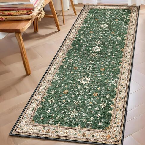 MUJOO 2x3 Small Rug,Green Washable Area Rugs for Entryway Entry Bedside Kitchen Bathroom,Boho Front Door Mat Indoor Entrance Throw Carpet Vintage Non Slip Low Pile in Saudi Arabia