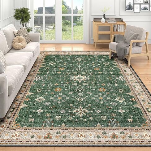 MUJOO 2x3 Small Rug,Green Washable Area Rugs for Entryway Entry Bedside Kitchen Bathroom,Boho Front Door Mat Indoor Entrance Throw Carpet Vintage Non Slip Low Pile in Saudi Arabia
