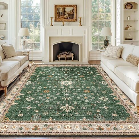 MUJOO 2x3 Small Rug,Green Washable Area Rugs for Entryway Entry Bedside Kitchen Bathroom,Boho Front Door Mat Indoor Entrance Throw Carpet Vintage Non Slip Low Pile in Saudi Arabia
