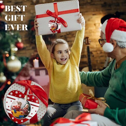 GUOER 2025 Christmas Tree Ornament Picture Frame Holiday Keepsake Gift Home Decor Christmas Decorations Xmas Gifts Pendant with 2" Photo Frame Insert (Red White & SiIvery) in Saudi Arabia