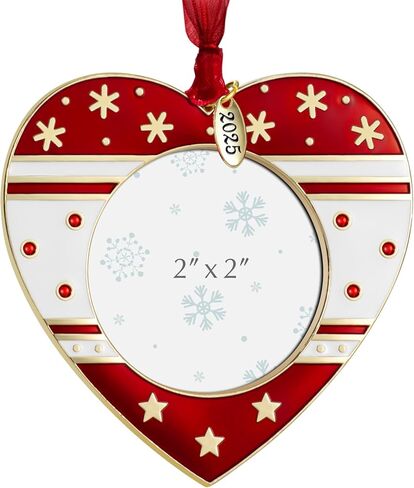 GUOER 2025 Christmas Tree Ornament Picture Frame Holiday Keepsake Gift Home Decor Christmas Decorations Xmas Gifts Pendant with 2" Photo Frame Insert (Red White & SiIvery) in Saudi Arabia