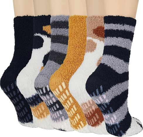 Ginmewrae Women Fuzzy Socks Cozy Soft Fluffy Cute Animal Slipper Socks Sleeping Warm Socks Christmas Gift for Girls in Kuwait