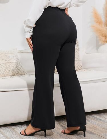 ShopWonder Plus Size Dress Pants for Women Stretch Pull On Flare Pants Pockets Dressy Business Casual Work Pants in Saudi Arabia