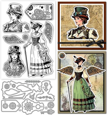 GLOBLELAND Lady Book Clear Stamp and Cutting Dies Set for Card Making Women Reading Butterfly Silicone Clear Stamp Metal Butterfly Coffee Die Cuts for DIY Scrapbooking Photo Album Decorative in Saudi Arabia
