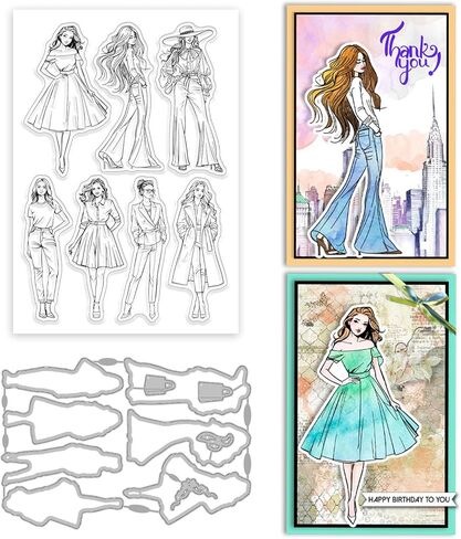 GLOBLELAND Lady Book Clear Stamp and Cutting Dies Set for Card Making Women Reading Butterfly Silicone Clear Stamp Metal Butterfly Coffee Die Cuts for DIY Scrapbooking Photo Album Decorative in Saudi Arabia