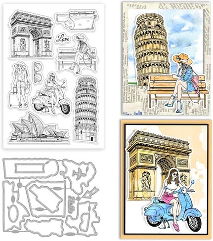 GLOBLELAND Lady Book Clear Stamp and Cutting Dies Set for Card Making Women Reading Butterfly Silicone Clear Stamp Metal Butterfly Coffee Die Cuts for DIY Scrapbooking Photo Album Decorative in Saudi Arabia