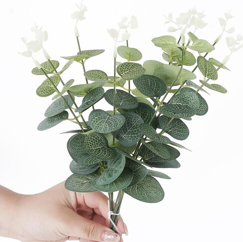 10Pcs Artificial Eucalyptus Stem Fake Plant Bouquet DIY Artificial Green Branch Home Garden Wedding Wreath Decoration in Saudi Arabia