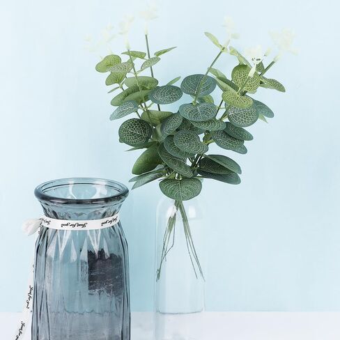 10Pcs Artificial Eucalyptus Stem Fake Plant Bouquet DIY Artificial Green Branch Home Garden Wedding Wreath Decoration in Saudi Arabia
