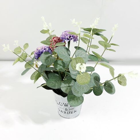 10Pcs Artificial Eucalyptus Stem Fake Plant Bouquet DIY Artificial Green Branch Home Garden Wedding Wreath Decoration in Saudi Arabia