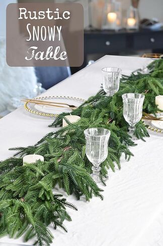 نورفولك الصنوبر إكليل عيد الميلاد الديكور التخليص - 6ft واقعية أوراق الصنوبر الاصطناعي أوراق الخضرة لعباءة الموقد الدرج درابزين الجدول ديكور المنزل in Kuwait