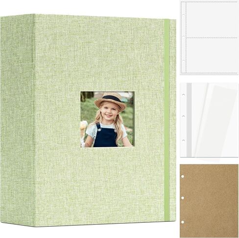Vienrose Photo Album 4X6 60 Pockets, Linen Scrapbook Photo Album, 3 Ring Binder Album with 40 Scrapbook Pages, and 20 Self-Adhesive Pages, Travel Family Wedding (Beige) in Kuwait