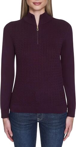 Nautica Womens 1/4 Zip Mockneck Cable Sweater in Saudi Arabia