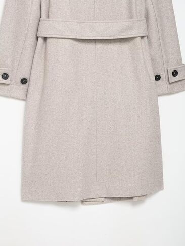 Women's Business Casual Cross-Over Button Front Soft-Touch Hooded Long Coat with Belt and Side Pockets in Saudi Arabia