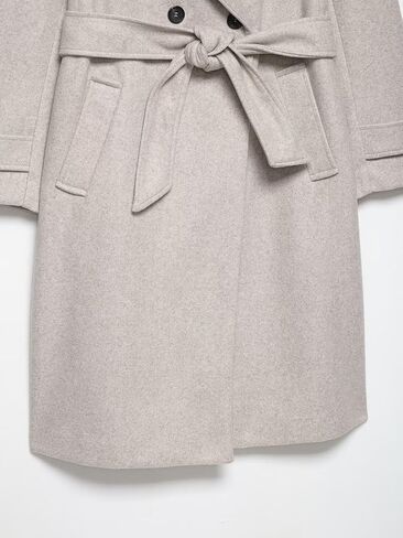Women's Business Casual Cross-Over Button Front Soft-Touch Hooded Long Coat with Belt and Side Pockets in Saudi Arabia