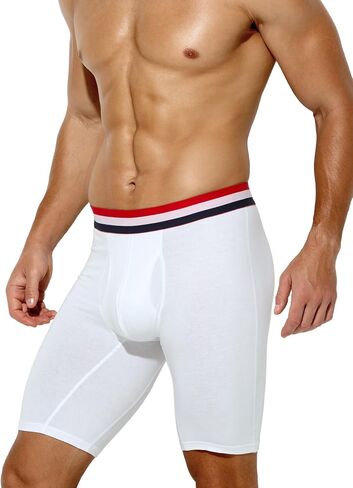 Men's Long Boxer Briefs Cotton Breathable and Soft with Underwear for Men in Saudi Arabia