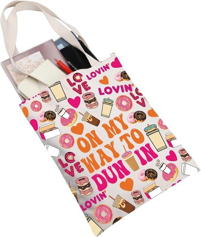 JNIAP Donuts Tote Bag Coffee Donuts Lover Gift Donut Junkie Gifts Coffee Donuts Shoulder Bag in Saudi Arabia