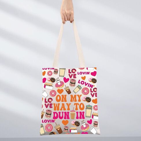 JNIAP Donuts Tote Bag Coffee Donuts Lover Gift Donut Junkie Gifts Coffee Donuts Shoulder Bag in Saudi Arabia