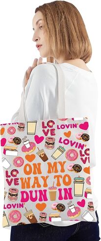 JNIAP Donuts Tote Bag Coffee Donuts Lover Gift Donut Junkie Gifts Coffee Donuts Shoulder Bag in Saudi Arabia