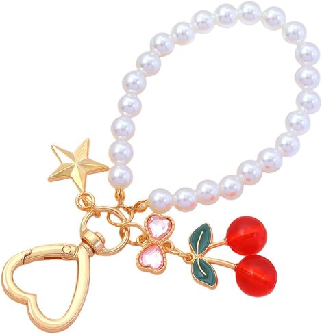 Cherry Bag Charms Cute Keychain Wristlet Cherry Purse Charm Women for Handbags Car Keyrings Christmas Gift in Saudi Arabia
