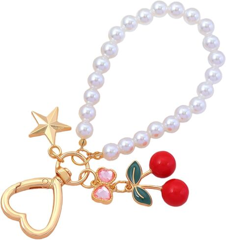 Cherry Bag Charms Cute Keychain Wristlet Cherry Purse Charm Women for Handbags Car Keyrings Christmas Gift in Saudi Arabia